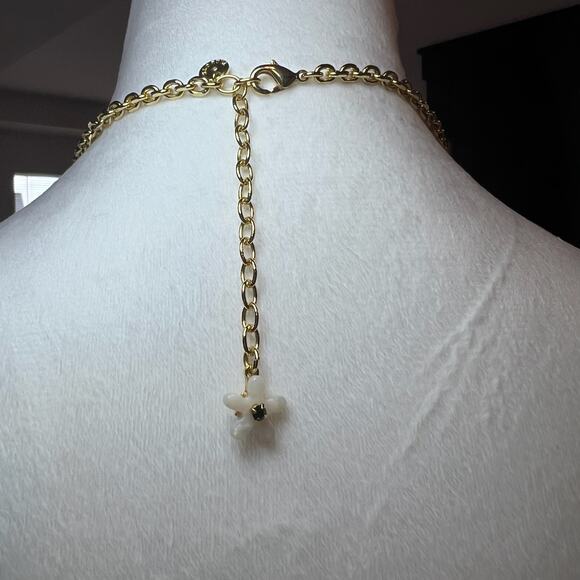 Talbots Black White Gold Floral Statement Necklace 140 - Picture 13 of 16